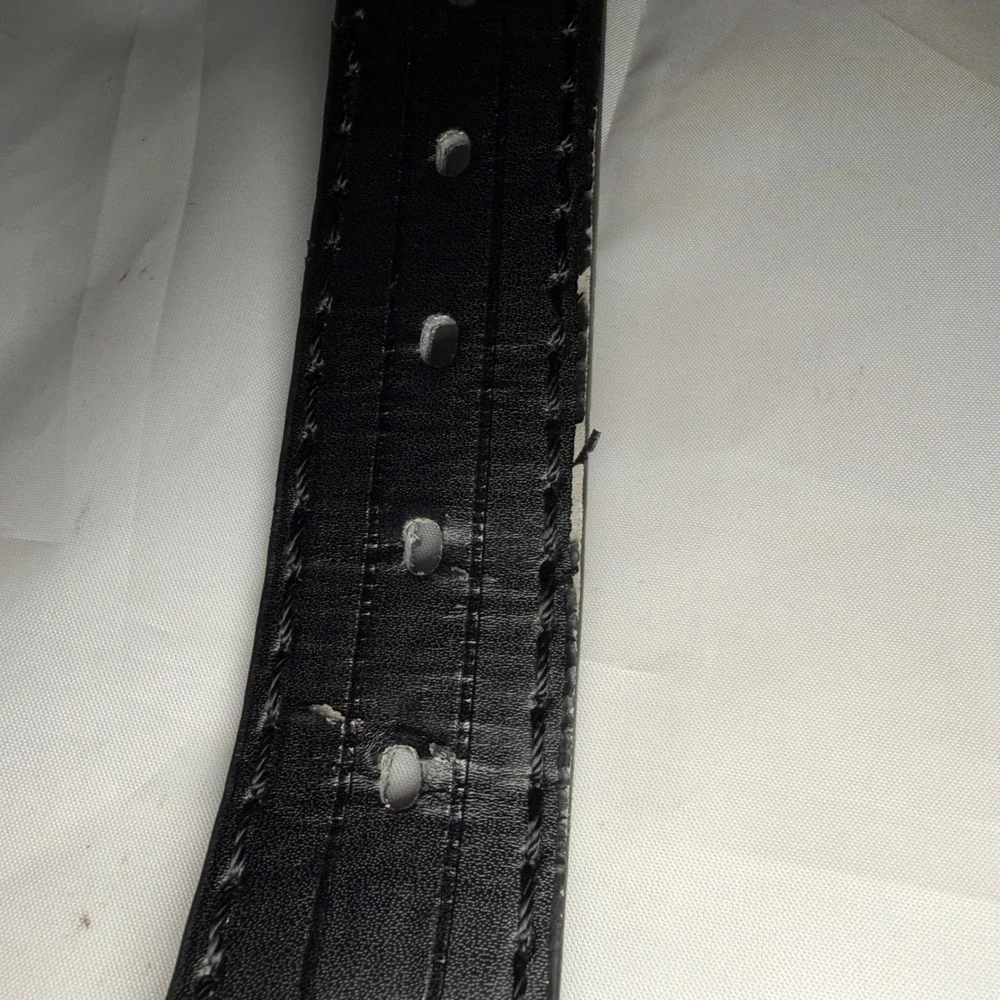 Diesel Belt Mens Black Leather Embossed Logo Y2K Industrial Streetwear 53in 135c